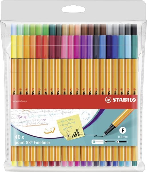 STABILO Fineliner - point 88 - 40er Pack - 40 Farben