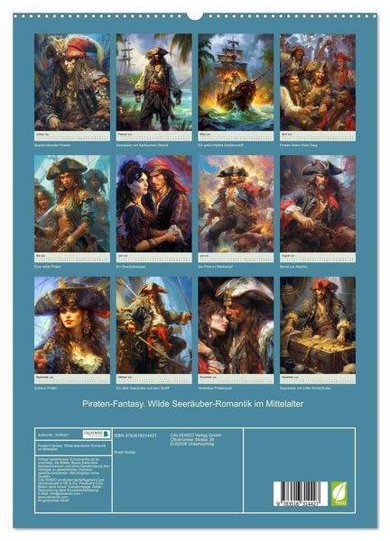 Produktbild: Piraten-Fantasy. Wilde Seer&auml;uber-Romantik im Mittelalter (hochwertiger Premium Wandkalender 2026 DIN A2 hoch), Kunstdruck in Hochglanz