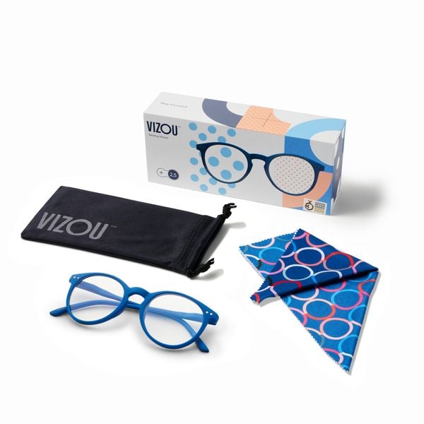 Lesebrille VIZOU Rounded Denim Blue (blau), Stärke +2,5