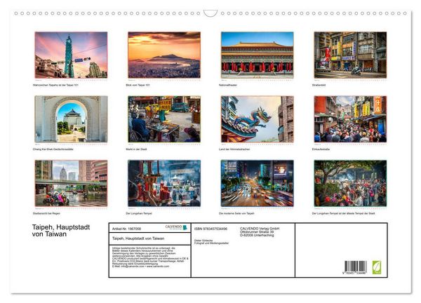 Produktbild: Taipeh, Hauptstadt von Taiwan (Wandkalender 2026 DIN A2 quer), CALVENDO Monatskalender