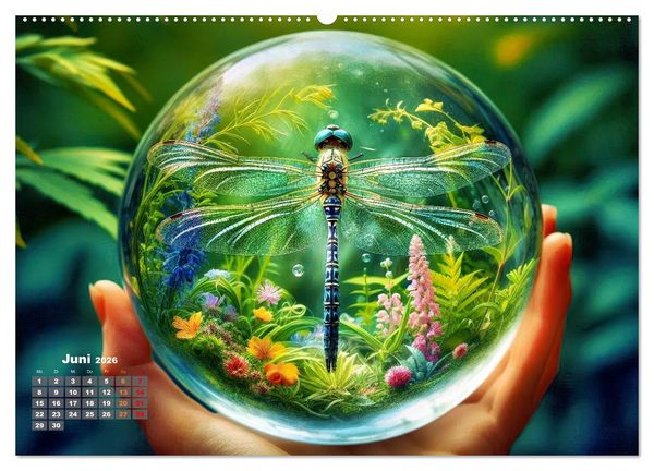 Produktbild: Libellen in einer Glaskugel (Wandkalender 2026 DIN A2 quer), CALVENDO Monatskalender