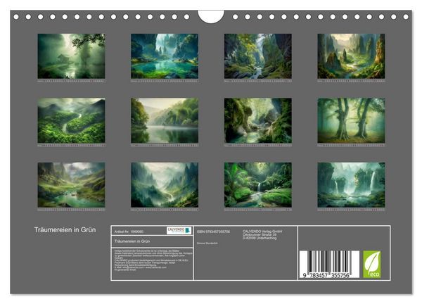 Produktbild: Tr&auml;umereien in Gr&uuml;n (Wandkalender 2026 DIN A4 quer), CALVENDO Monatskalender