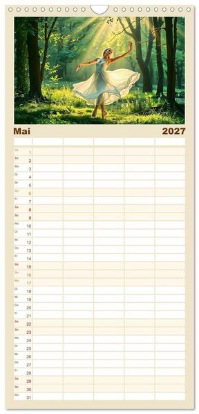 Produktbild: Familienplaner 2027 - Fl&uuml;gel aus Licht - Ballett in der Poesie der Natur mit 5 Spalten (Wandkalender, 21 x 45 cm) CALVENDO
