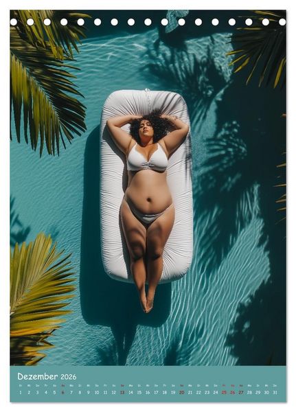 Produktbild: Curvy Pin-up Girls - Verf&uuml;hrerische Rundungen am Pool (Tischkalender 2026 DIN A5 hoch), CALVENDO Monatskalender