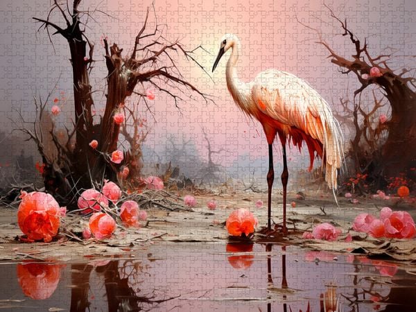 Produktbild: CALVENDO Puzzle Rosa Gefieder | 1000 Teile Lege-Gr&ouml;&szlig;e 64x48cm Foto-Puzzle f&uuml;r gl&uuml;ckliche Stunden