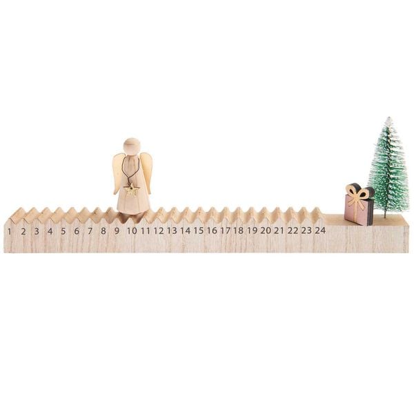 Produktbild: Schiebe-Adventskalender Engel Holz 35x2,5x10,5cm