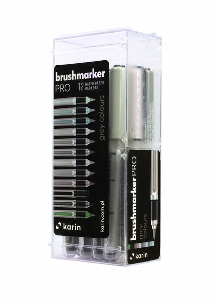 Produktbild: KARIN Marker Brushmarker PRO Gray Colours, 12 Farben