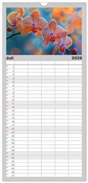 Produktbild: Familienplaner 2026 - Orchideen - farbenfroh durchs Jahr mit 5 Spalten (Wandkalender, 21 x 45 cm) CALVENDO