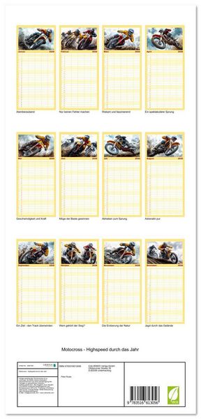 Produktbild: Familienplaner 2026 - Motocross - Highspeed durch das Jahr mit 5 Spalten (Wandkalender, 21 x 45 cm) CALVENDO