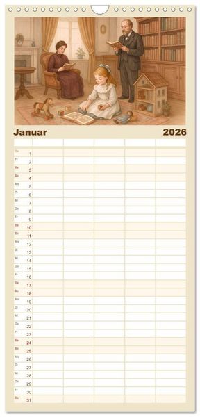 Produktbild: Familienplaner 2026 - Else Ury mit 5 Spalten (Wandkalender, 21 x 45 cm) CALVENDO