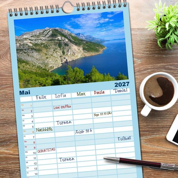 Produktbild: Familienplaner 2027 - Makarska Riviera - Malerische Urlaubsorte in Dalmatien mit 5 Spalten (Wandkalender, 21 x 45 cm) CALVENDO