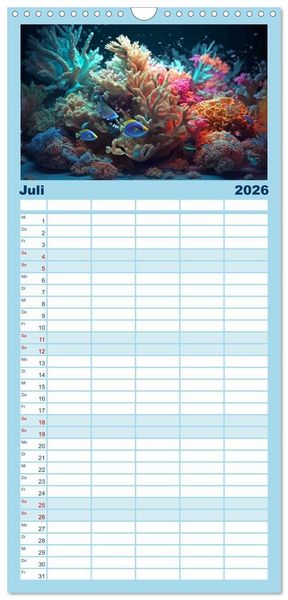 Produktbild: Familienplaner 2026 - Fischfantasie mit 5 Spalten (Wandkalender, 21 x 45 cm) CALVENDO