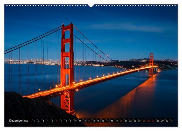Produktbild: Golden Gate Bridge (hochwertiger Premium Wandkalender 2026 DIN A2 quer), Kunstdruck in Hochglanz