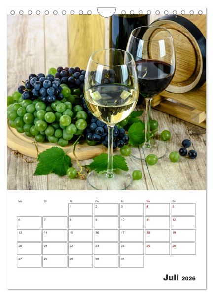 Produktbild: Weinkalender - f&uuml;r Kenner und Genie&szlig;er (Wandkalender 2026 DIN A4 hoch), CALVENDO Monatskalender