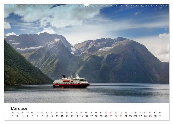 Produktbild: Hurtigruten - Bezaubernde Sch&ouml;nheit der norwegischen K&uuml;ste (Wandkalender 2026 DIN A2 quer), CALVENDO Monatskalender