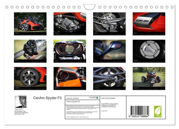 Produktbild: CanAm Spyder F3 (Wandkalender 2026 DIN A4 quer), CALVENDO Monatskalender