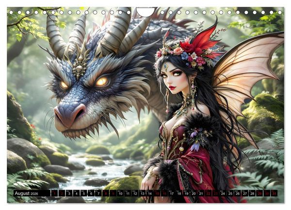 Produktbild: Elves and Dragons - A magical connection (Wall Calendar 2026 DIN A4 landscape), CALVENDO 12 Month Wall Calendar