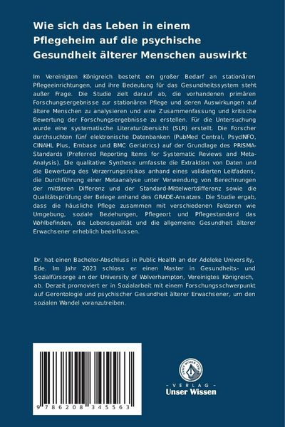 Produktbild: Wie sich das Leben in einem Pflegeheim auf die psychische Gesundheit &auml;lterer Menschen auswirkt