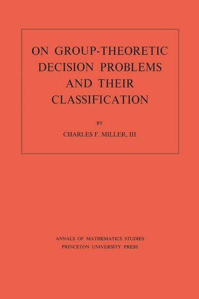 Produktbild: On Group-Theoretic Decision Problems and Their Classification