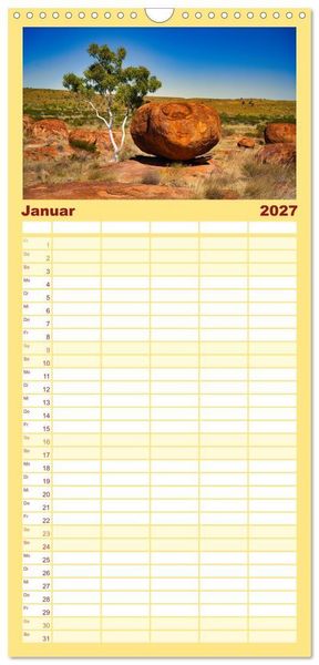 Produktbild: Familienplaner 2027 - Roadtrip durchs Outback &ndash; Australiens wilde Seele mit 5 Spalten (Wandkalender, 21 x 45 cm) CALVENDO