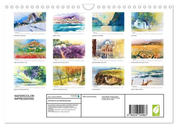 Produktbild: Funck, E: WATERCOLOR IMPRESSIONS (Wall Calendar 2026 DIN A4