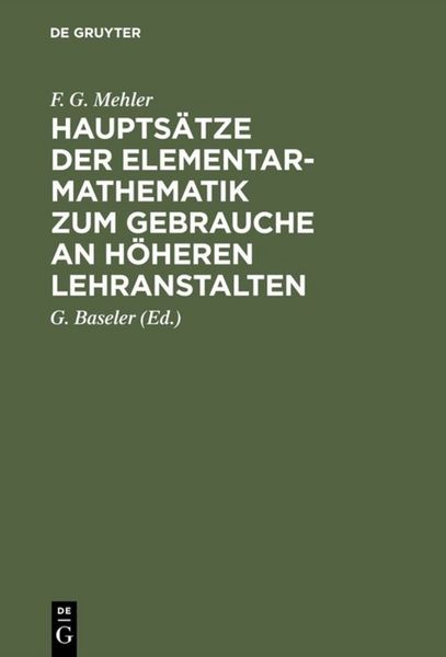 Produktbild: Haupts&auml;tze der Elementar-Mathematik zum Gebrauche an h&ouml;heren Lehranstalten