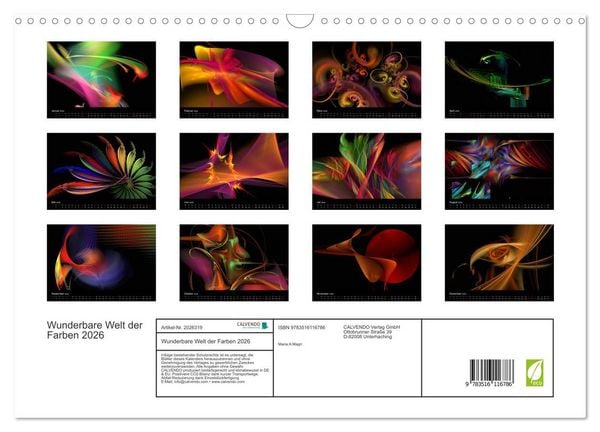 Produktbild: Wunderbare Welt der Farben 2026 (Wandkalender 2026 DIN A3 quer), CALVENDO Monatskalender
