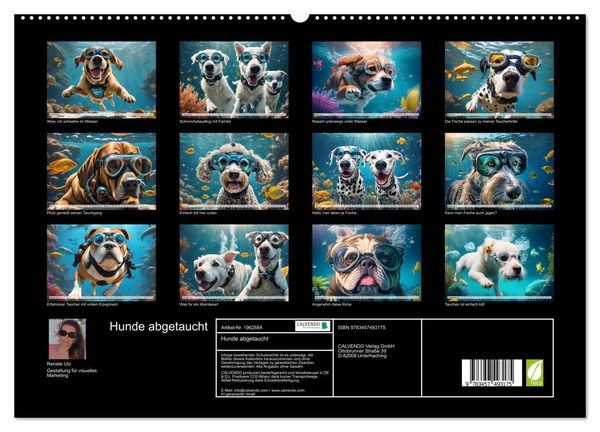 Produktbild: Hunde abgetaucht (hochwertiger Premium Wandkalender 2026 DIN A2 quer), Kunstdruck in Hochglanz