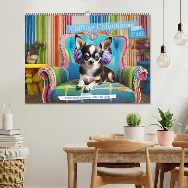 Produktbild: Chillige Chihuahuas - Entspannte Fellnasen genie&szlig;en das Leben (Wandkalender 2026 DIN A2 quer), CALVENDO Monatskalender