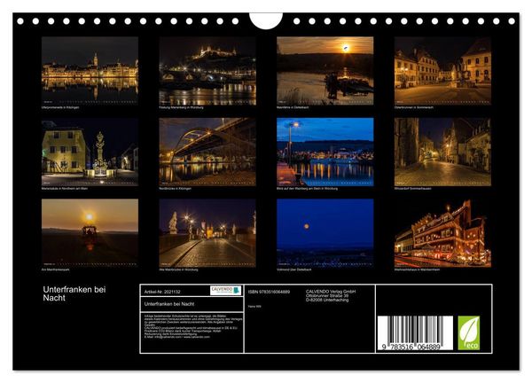 Produktbild: Unterfranken bei Nacht (Wandkalender 2026 DIN A4 quer), CALVENDO Monatskalender