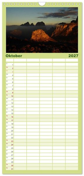 Produktbild: Familienplaner 2027 - S&uuml;dtirol im Jahreslauf mit 5 Spalten (Wandkalender, 21 x 45 cm) CALVENDO