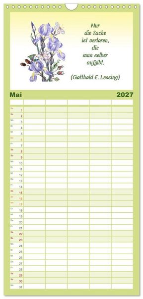 Produktbild: Familienplaner 2027 - 12 unterhaltsame Zitate f&uuml;r ein sch&ouml;nes Jahr mit 5 Spalten (Wandkalender, 21 x 45 cm) CALVENDO