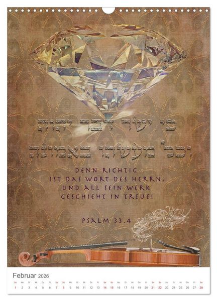Produktbild: Psalmen Tehilim Hebr&auml;isch - Deutsch (Wandkalender 2026 DIN A3 hoch), CALVENDO Monatskalender