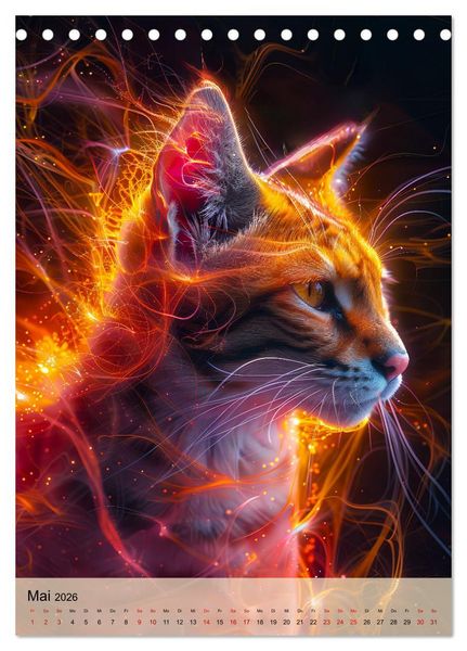 Produktbild: Raubkatzen - Geschmeidige J&auml;ger im Neonlicht (Tischkalender 2026 DIN A5 hoch), CALVENDO Monatskalender