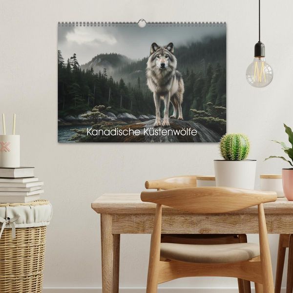 Produktbild: Kanadische K&uuml;stenw&ouml;lfe (Wandkalender 2026 DIN A3 quer), CALVENDO Monatskalender