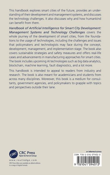 Produktbild: Handbook of Artificial Intelligence for Smart City Development