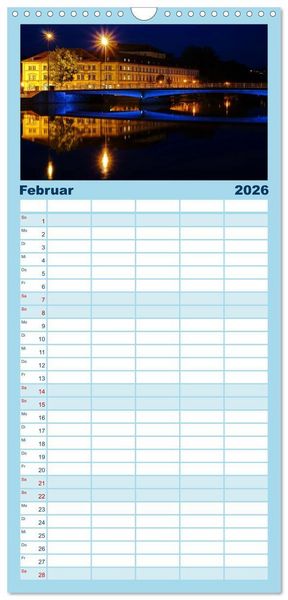 Produktbild: Familienplaner 2026 - Landshut bei Tag und Nacht mit 5 Spalten (Wandkalender, 21 x 45 cm) CALVENDO
