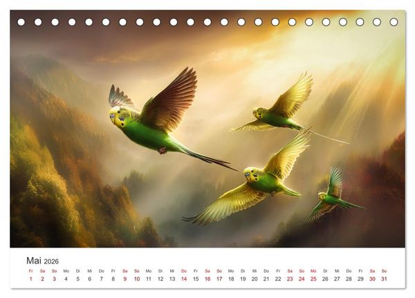 Produktbild: Zwitscherzeit - Ein Kalender voller Wellensittiche (Tischkalender 2026 DIN A5 quer), CALVENDO Monatskalender