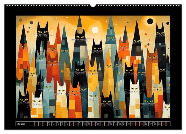 Produktbild: Schnurrendes Katzenget&uuml;mmel (hochwertiger Premium Wandkalender 2026 DIN A2 quer), Kunstdruck in Hochglanz