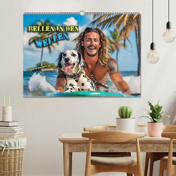 Produktbild: Bellen in den Wellen - Badespa&szlig; mit Hund (Wandkalender 2026 DIN A2 quer), CALVENDO Monatskalender
