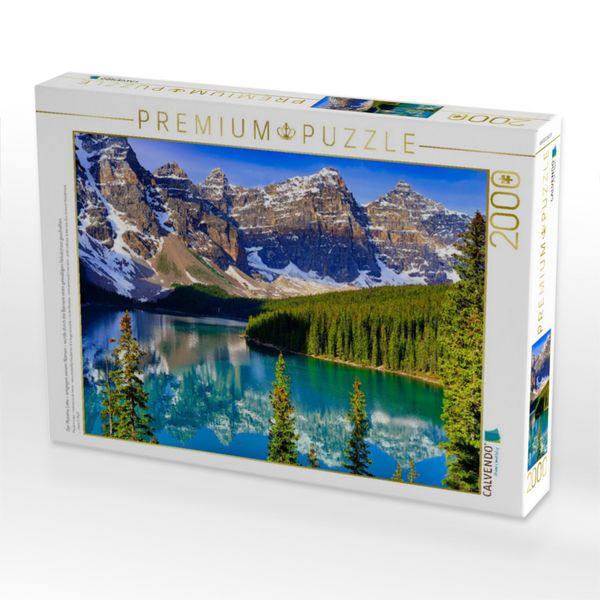 Produktbild: CALVENDO Puzzle Der Moraine Lake - entgegen seinem Namen - wurde durch die Barriere eines gewaltigen Felssturzes geschaffen. | 2000 Teile Lege-Gr&ouml;&szlig;e 90x67cm Foto-Puzzle f&uuml;r gl&uuml;ckliche Stunden