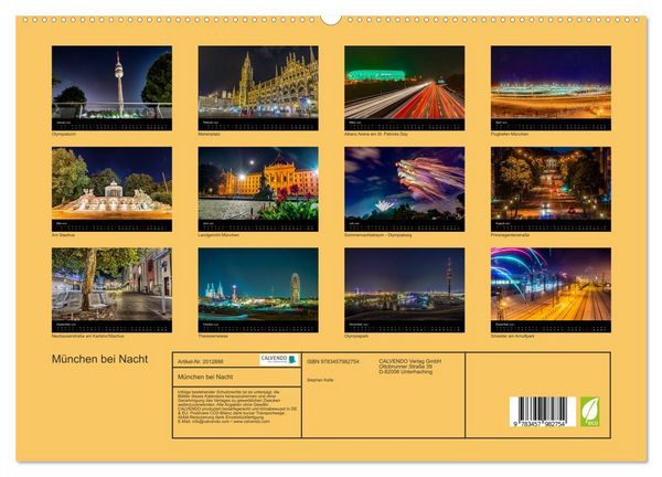 Produktbild: M&uuml;nchen bei Nacht (hochwertiger Premium Wandkalender 2026 DIN A2 quer), Kunstdruck in Hochglanz