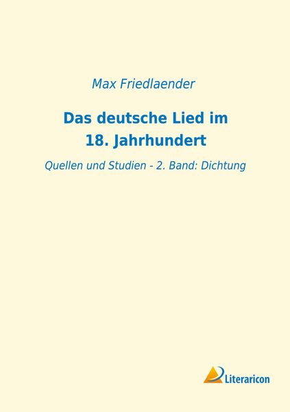 Produktbild: Das deutsche Lied im 18. Jahrhundert