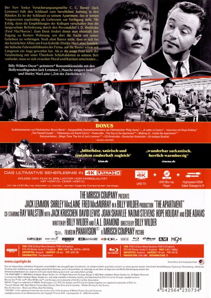 Produktbild: Das Appartement - 2-Disc Limited Collector's Edition im Mediabook (4K Ultra HD + Blu-ray)