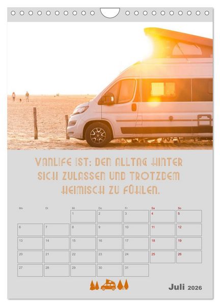 Produktbild: Vanlife - Hotel kann jeder! (Wandkalender 2026 DIN A4 hoch), CALVENDO Monatskalender