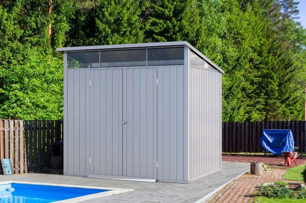 Produktbild: Metall Ger&auml;tehaus 249x231 Gartenhaus Fl&uuml;gelt&uuml;r