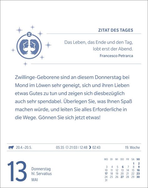 Produktbild: Zwillinge Sternzeichenkalender 2027 - Tagesabrei&szlig;kalender - Ihr Horoskop f&uuml;r jeden Tag
