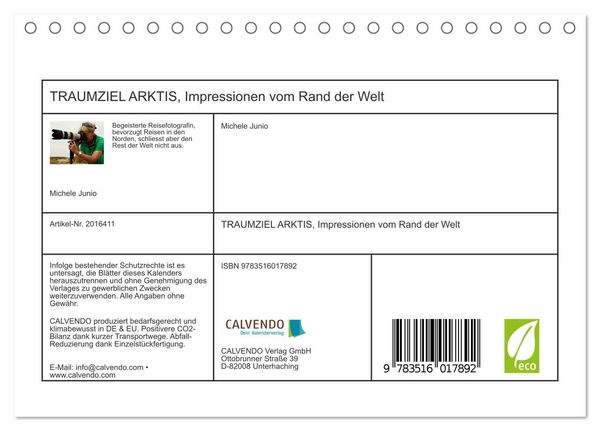 Produktbild: TRAUMZIEL ARKTIS, Impressionen vom Rand der Welt (Tischkalender 2026 DIN A5 quer), CALVENDO Monatskalender