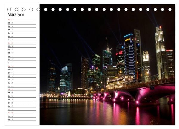 Produktbild: Singapur - Die Farben der Nacht (Tischkalender 2026 DIN A5 quer), CALVENDO Monatskalender