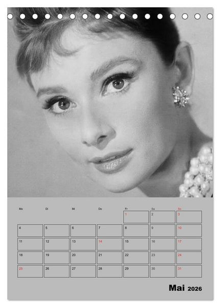Produktbild: Hollywood-Diva. Audrey Hepburn (Tischkalender 2026 DIN A5 hoch), CALVENDO Monatskalender